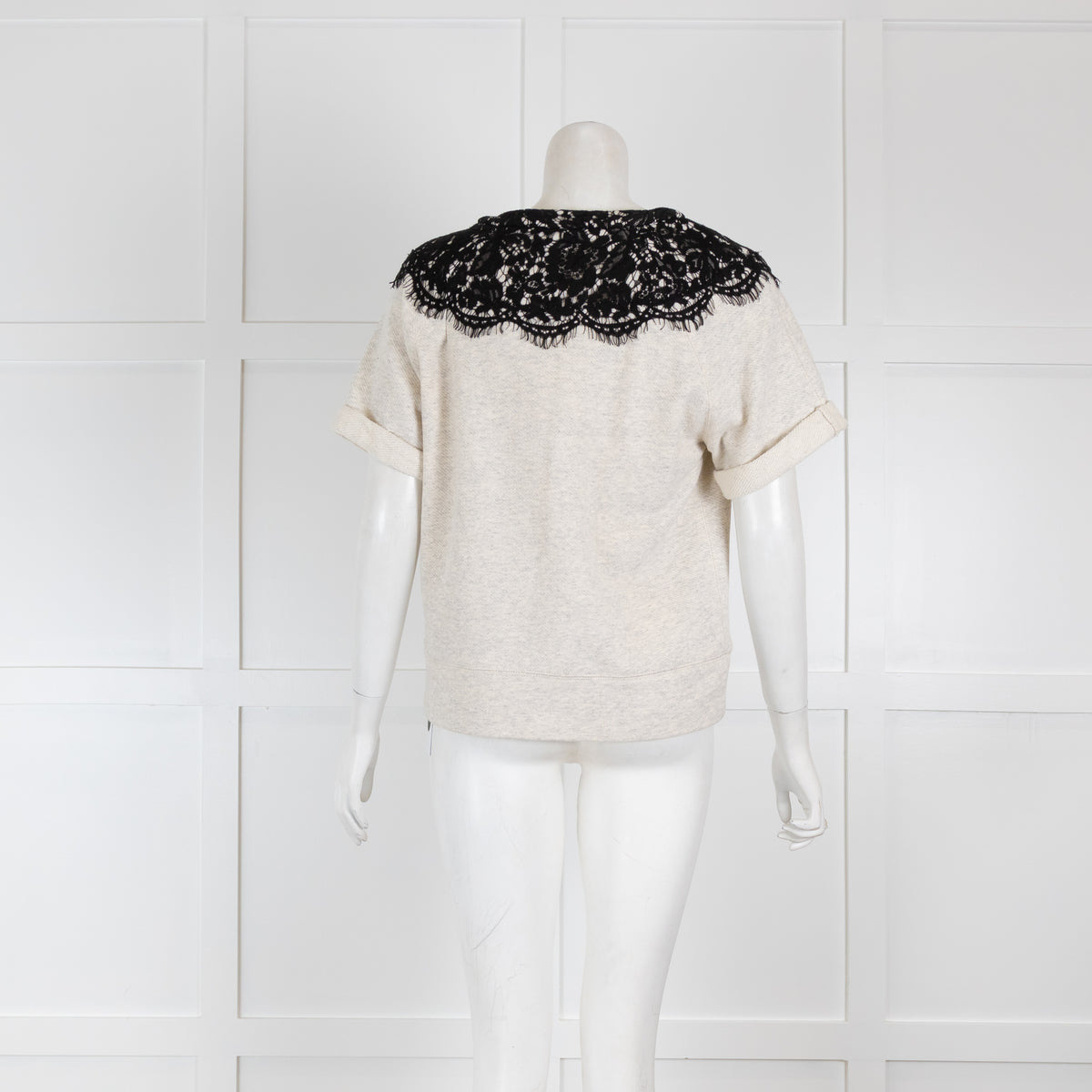 Sea New York Applique Eyelash Lace Short Sleeve Sweatshirt