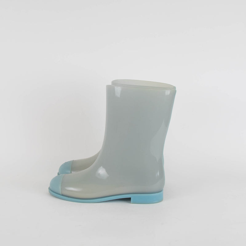 Chanel Blue CC Toe Rubber Boots