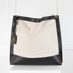 Saint Laurent White & Black Tag Hobo in Canvas and Leather