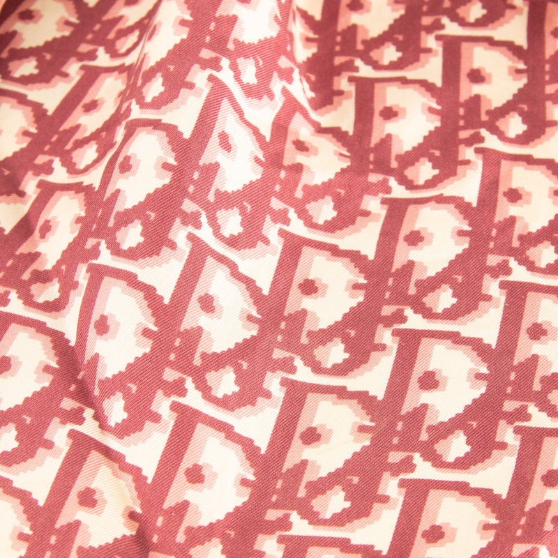 Christian Dior Burgundy Logo Print Square Scarf