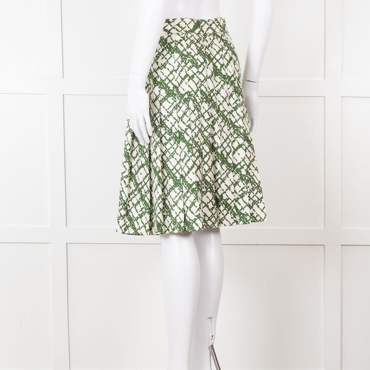 Soeur Cream Green Pleated Wrap Skirt