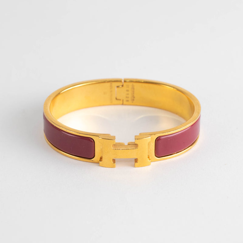 Hermes Gold Purple Clic H Bracelet