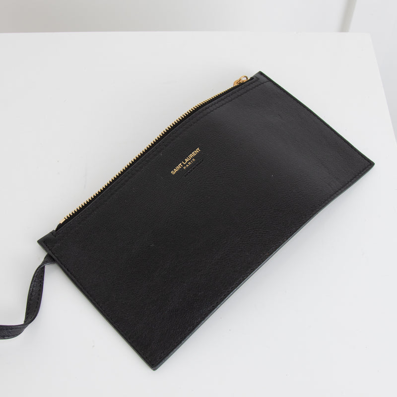 Saint Laurent White & Black Tag Hobo in Canvas and Leather