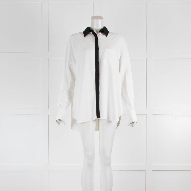 Another Tomorrow White Shirt With Black Trim