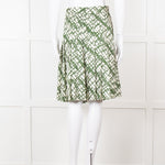 Soeur Cream Green Pleated Wrap Skirt