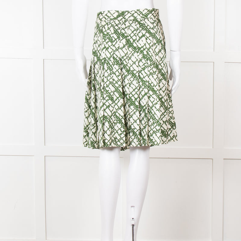 Soeur Cream Green Pleated Wrap Skirt