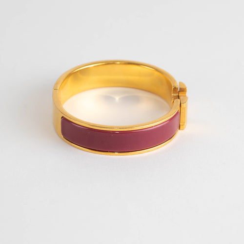 Hermes Gold Purple Clic H Bracelet