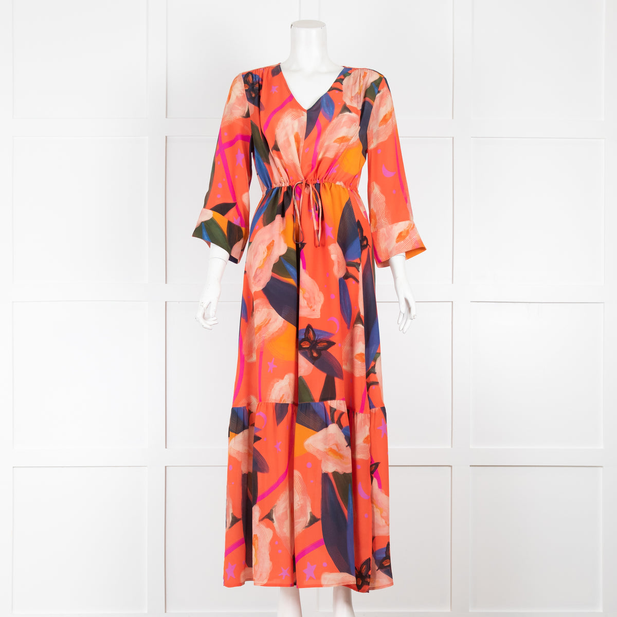 Pyrus Orange Patterned Maxi Dress