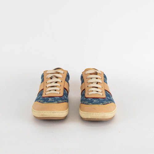 Louis Vuitton Blue Denim Leather Trim Trainers