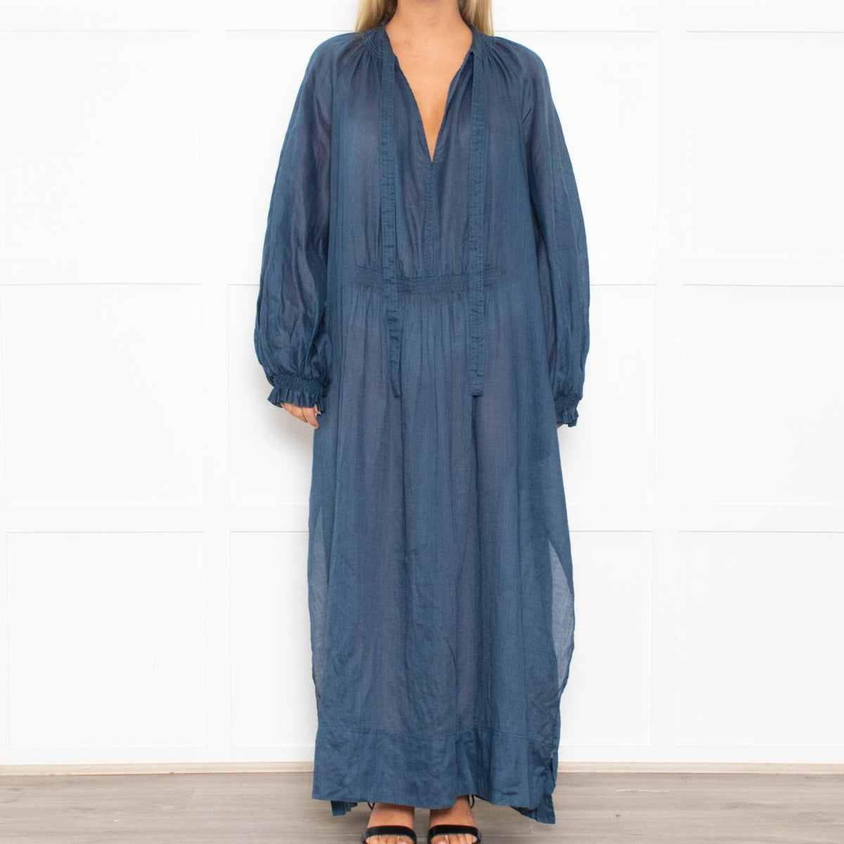 Lee Mathews Petrol Blue Oversized Sleeved Maxi Dress
