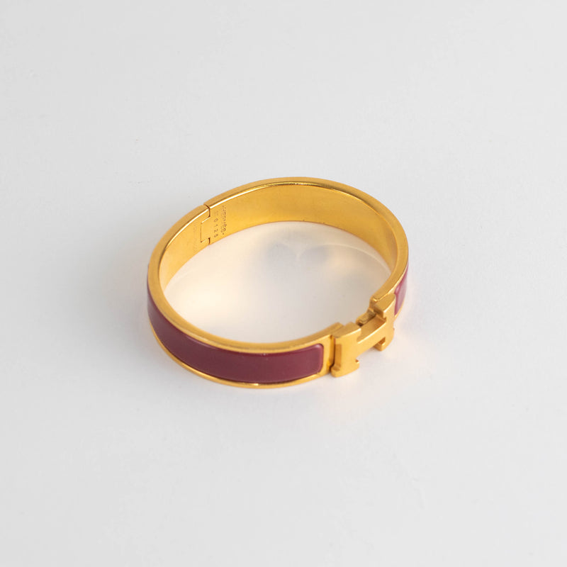 Hermes Gold Purple Clic H Bracelet