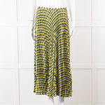 Joseph Blue Yellow Check Pleated Skirt