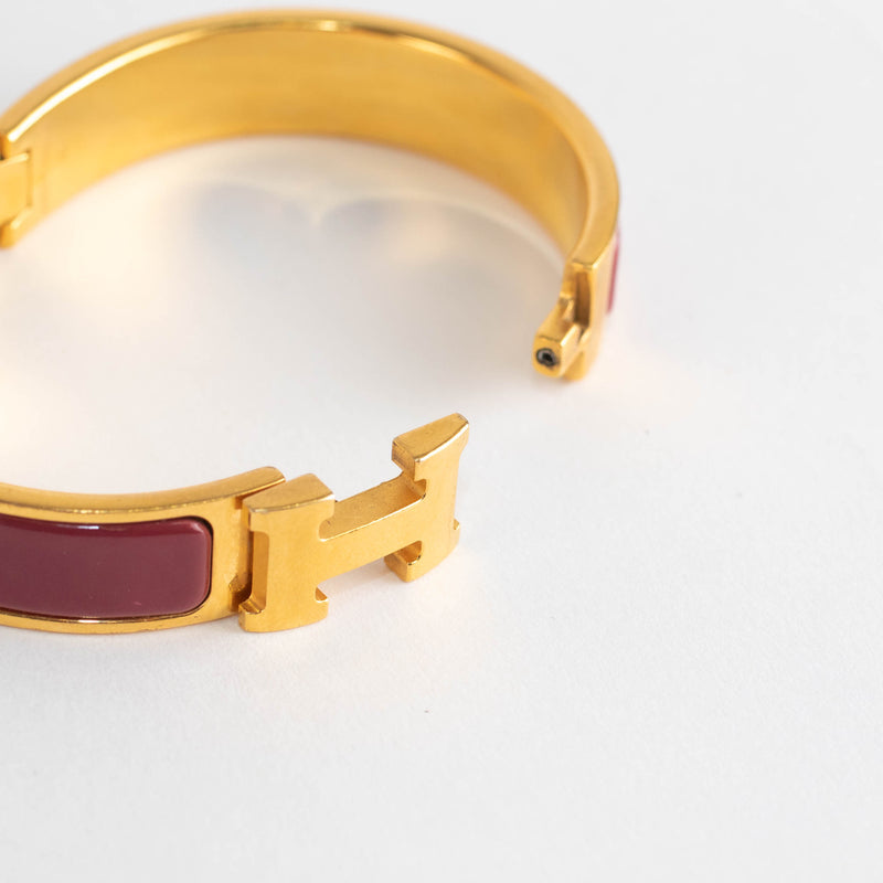 Hermes Gold Purple Clic H Bracelet