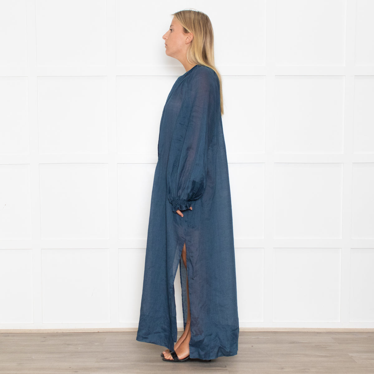 Lee Mathews Petrol Blue Oversized Sleeved Maxi Dress