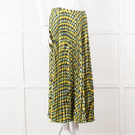 Joseph Blue Yellow Check Pleated Skirt