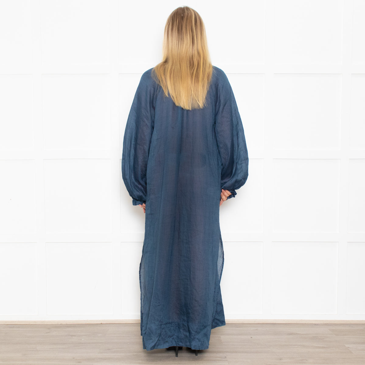 Lee Mathews Petrol Blue Oversized Sleeved Maxi Dress
