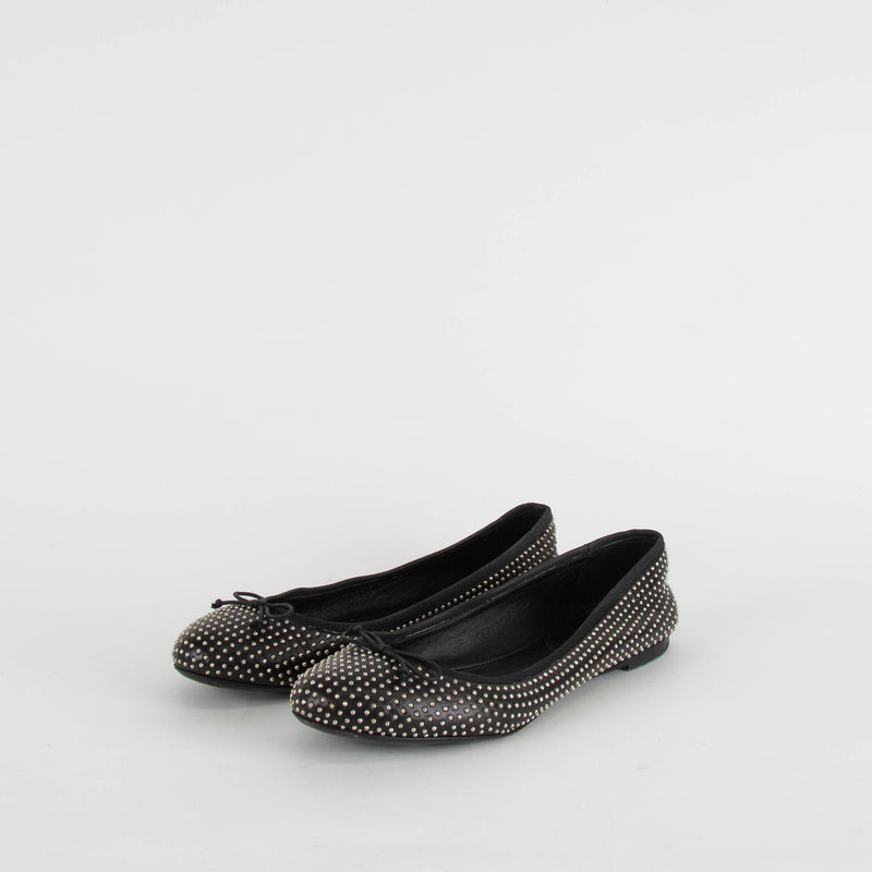 Saint Laurent Black Studded Flat Pumps