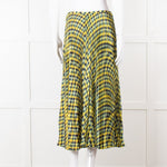 Joseph Blue Yellow Check Pleated Skirt