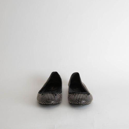 Saint Laurent Black Studded Flat Pumps