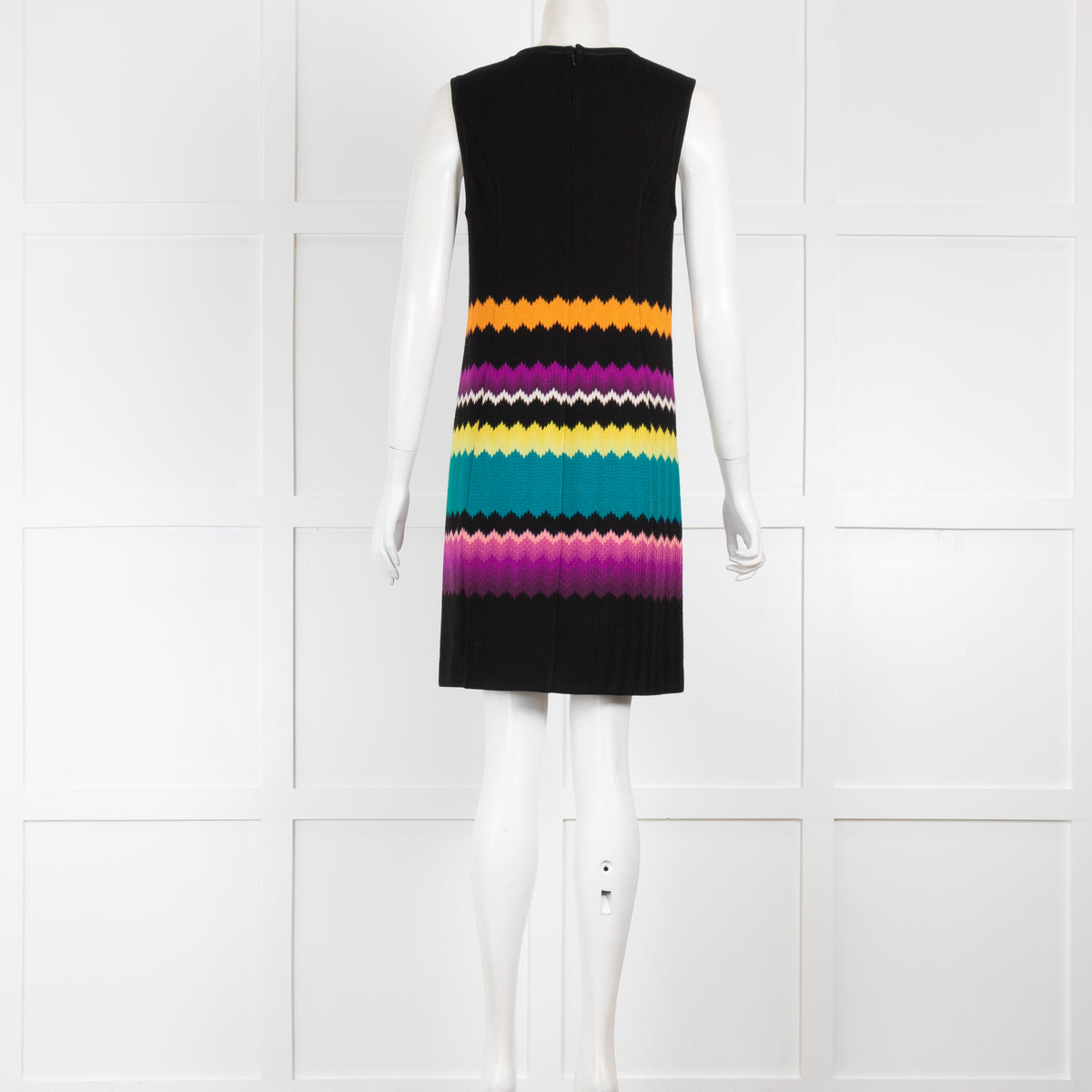 Missoni Black Knitted Shift Dress with Chevron Hem