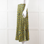 Joseph Blue Yellow Check Pleated Skirt