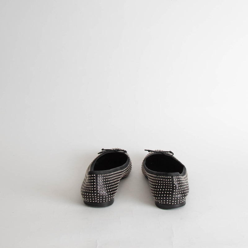 Saint Laurent Black Studded Flat Pumps