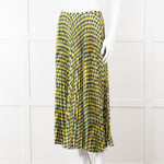 Joseph Blue Yellow Check Pleated Skirt