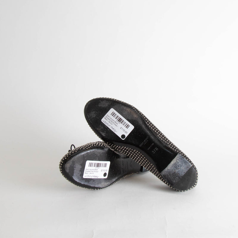Saint Laurent Black Studded Flat Pumps