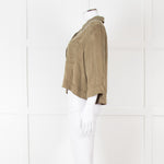 Ganni Khaki Gold Button Cropped Shirt
