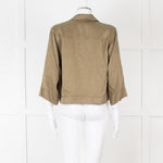 Ganni Khaki Gold Button Cropped Shirt