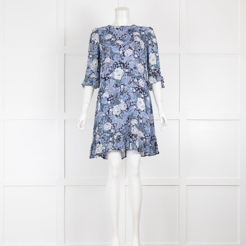 Ganni Blue Floral Mini Dress