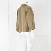 Ganni Khaki Gold Button Cropped Shirt