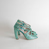 Miu Miu Turquoise Glittery Open Toe Heels