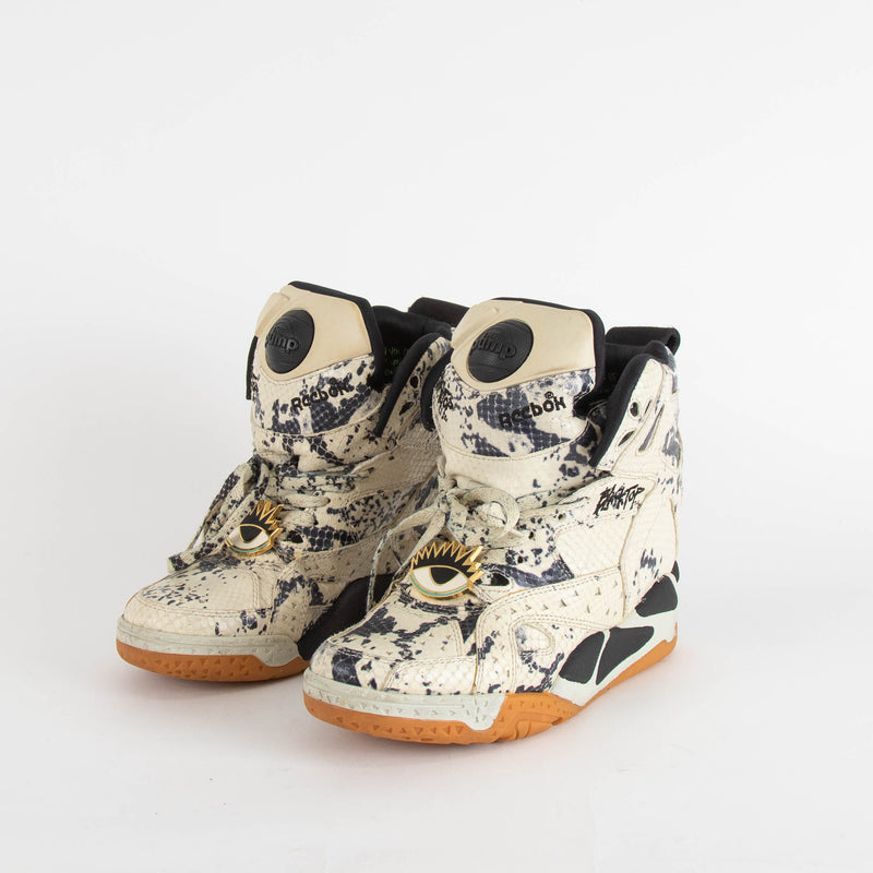 Melody Ehsani X Reebok Cream Black Snake Embossed Blacktop Wedge Trainers