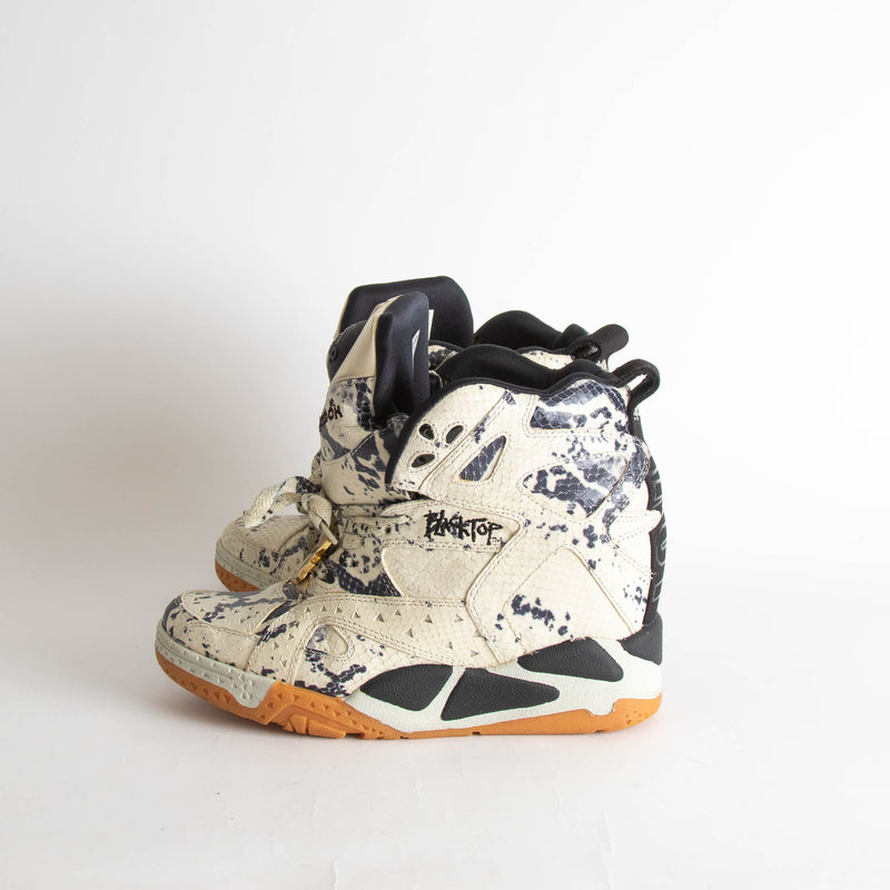 Melody Ehsani X Reebok Cream Black Snake Embossed Blacktop Wedge Trainers