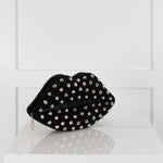 Lulu Guinness Black Studded Lip Clutch Bag