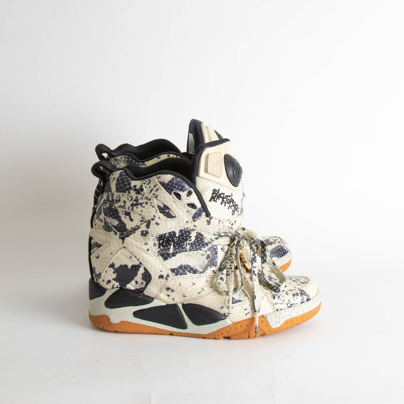 Melody Ehsani X Reebok Cream Black Snake Embossed Blacktop Wedge Trainers