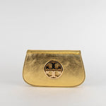 Tory Burch Reva Gold Leather Clutch Bag