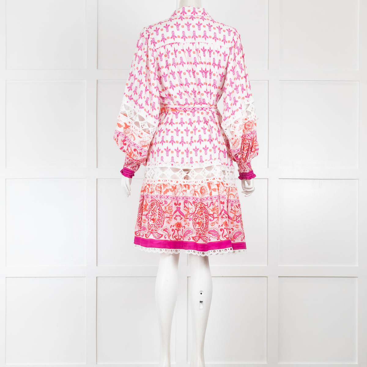 Miss June Pink Patterned Button Front Summer Dress