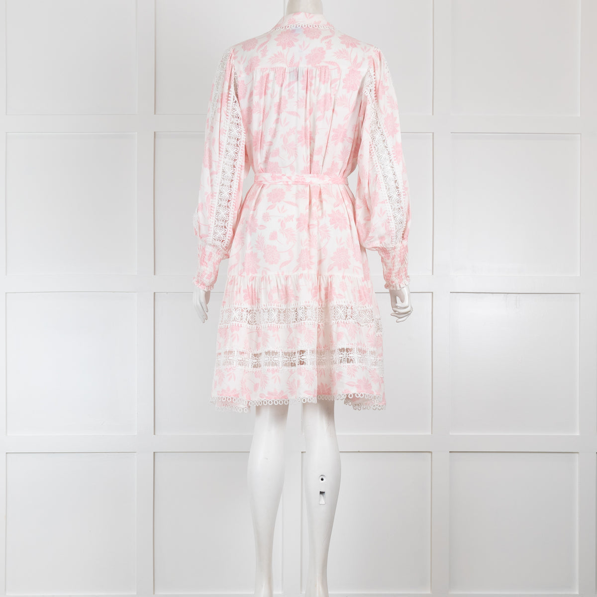Miss June Pink Floral Long Sleeved Dress with Button Front
