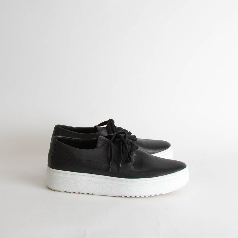 Eileen Fisher Black Leather Lace Up Trainers