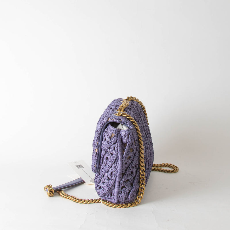 Tory Burch Grape Kira Crochet Convertable Shoulder Bag