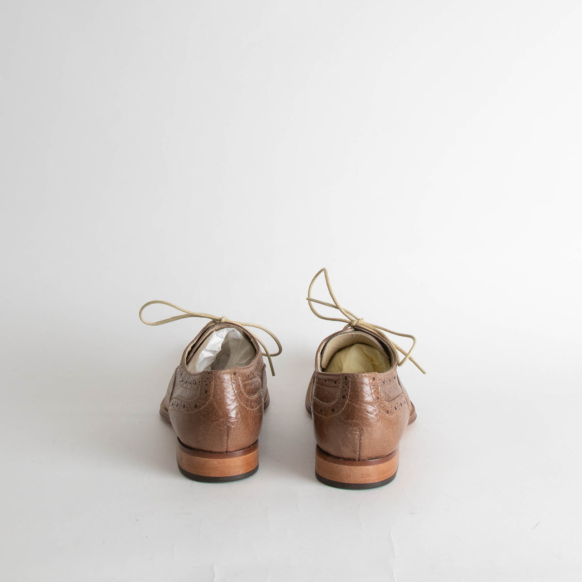 Studio Pollini Beige Leather Lace Up Flat Shoes