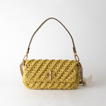 Tory Burch Lemon Kira Crocheted Straw Shoulder Bag