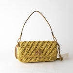 Tory Burch Lemon Kira Crocheted Straw Shoulder Bag
