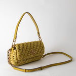 Tory Burch Lemon Kira Crocheted Straw Shoulder Bag