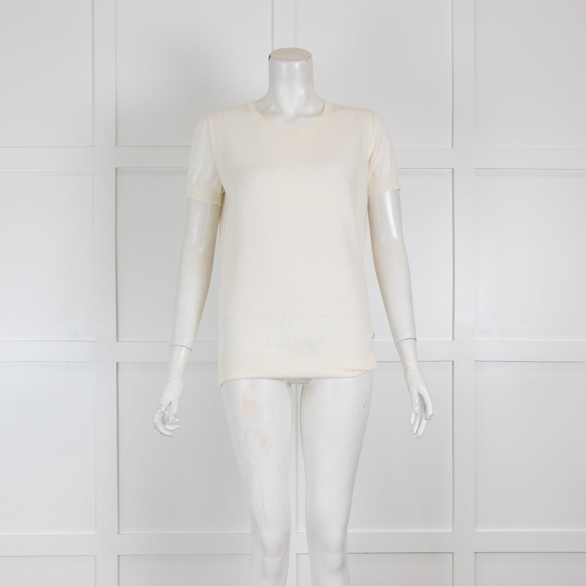 Loro Piana Cream Silk Mix Short Sleeved Top