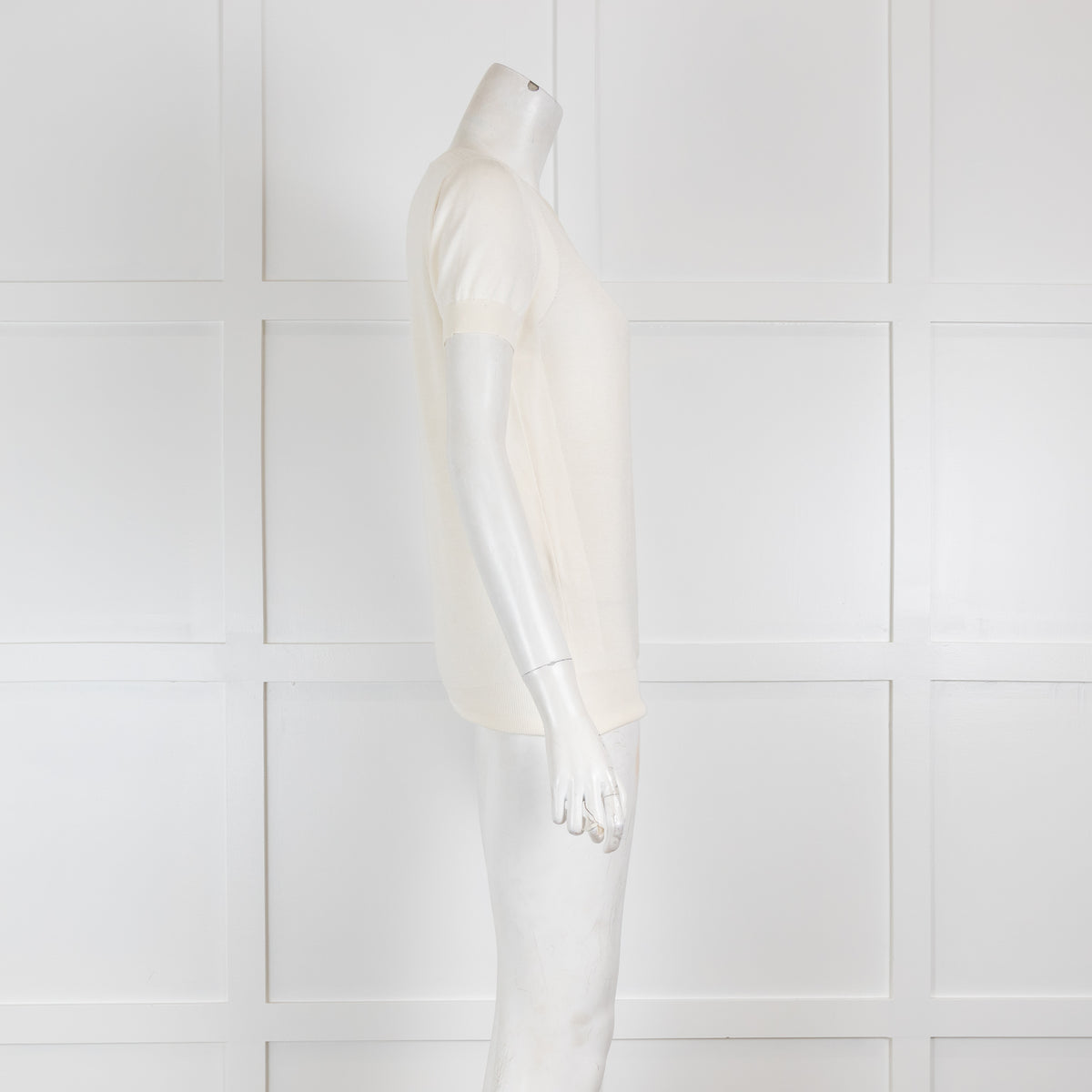 Loro Piana Cream Silk Mix Short Sleeved Top
