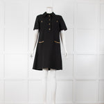 Gucci Black Dress With Gold Logo Buttons And Chain