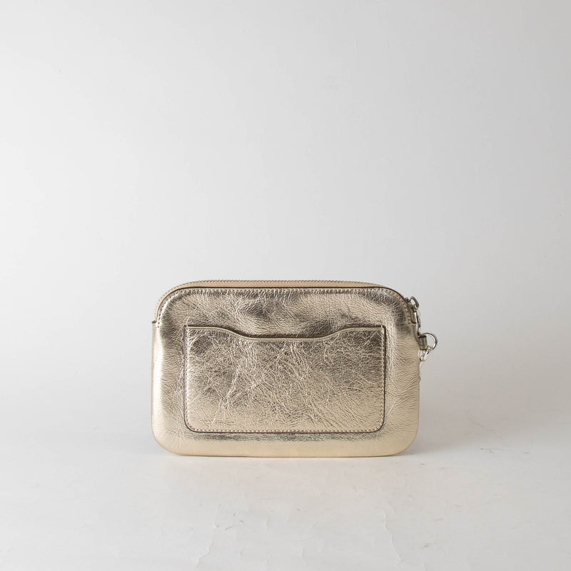 Tory Burch Gold Perry Bombe Metallic Wristlet Pouch